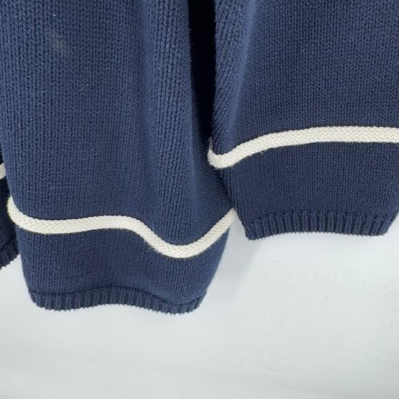 Vintage Liz Claiborne Anchor Nautical Sweater Navy White Cotton Pullover Size 2X - Picture 6 of 7